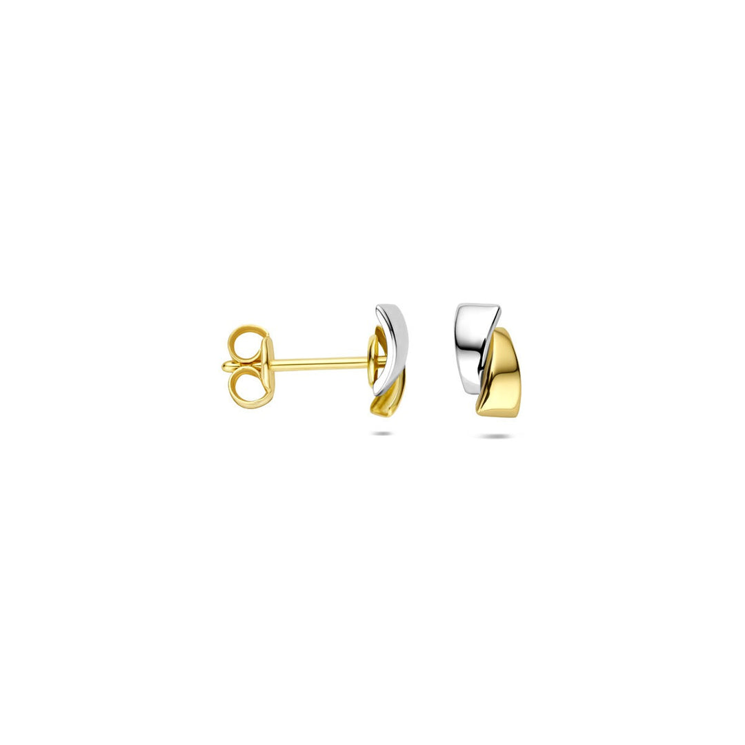 Ohrstecker zweifarbig gestempelt 14K Gelbgold