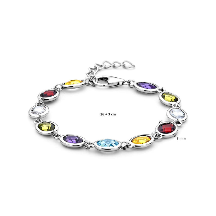 Armband farbiger Zirkonia 16 + 3 cm Silber rhodiniert