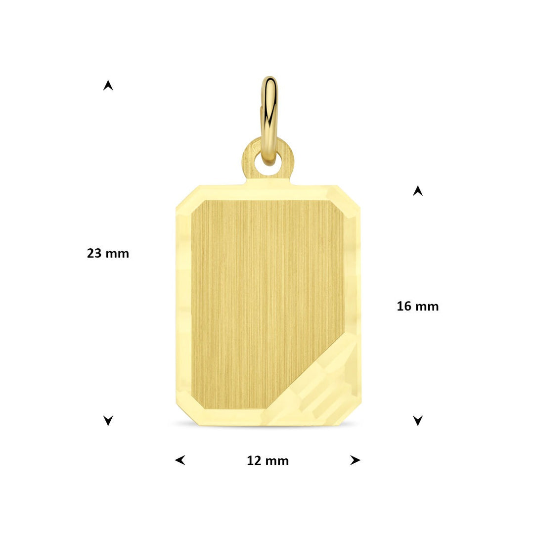 9k Geelgouden rechthoekige graveerhanger