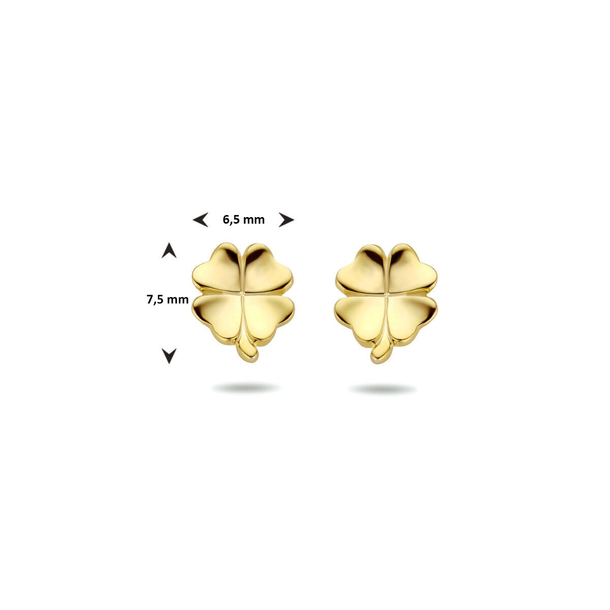 Vergoldete silberne Kleeblatt-Ohrstecker – Kinderschmuck