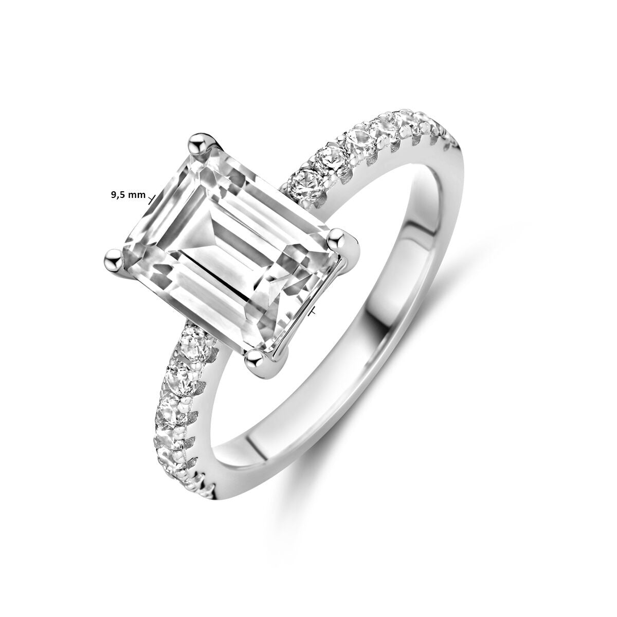Silberring mit Smaragdschliff-Zirkonia – rhodiniertes 925er Silber
