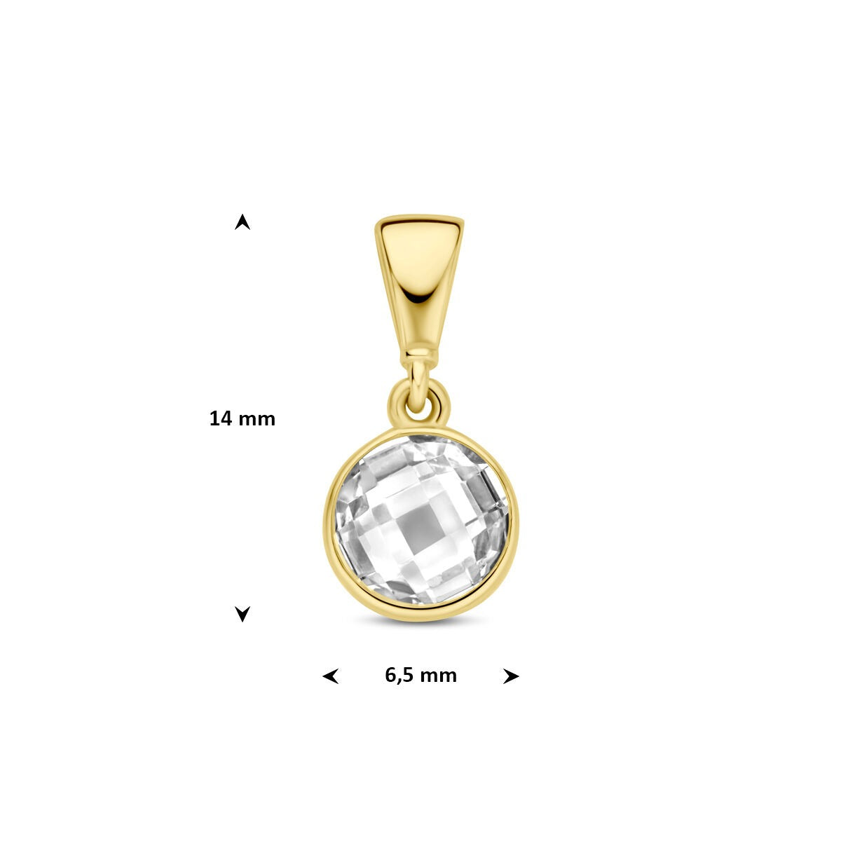 9K Gelbgold-Anhänger mit Zirkonia, rund