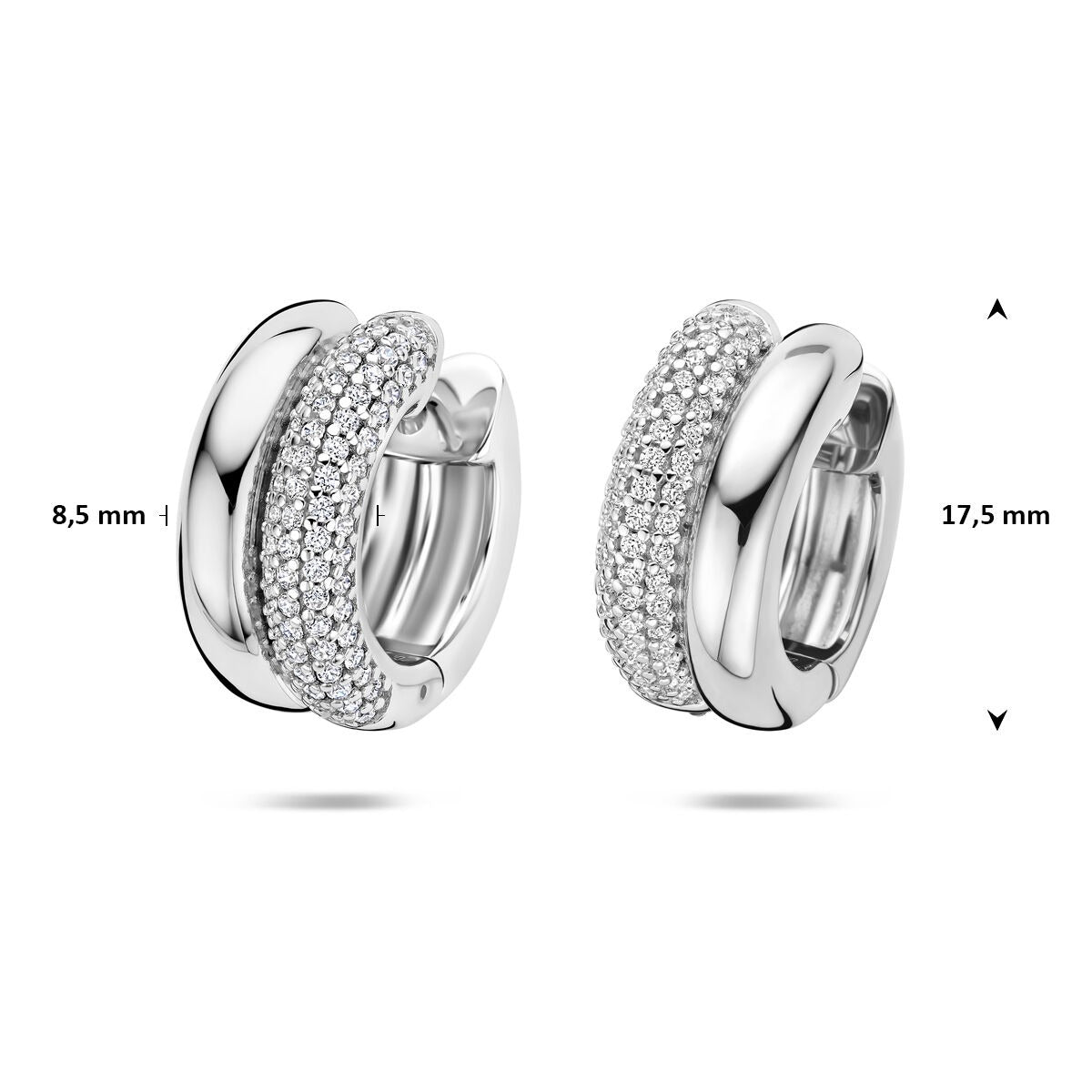Damen-Creolen aus Sterlingsilber mit Zirkonia – rhodiniert Klappcreolen 17.5 mm