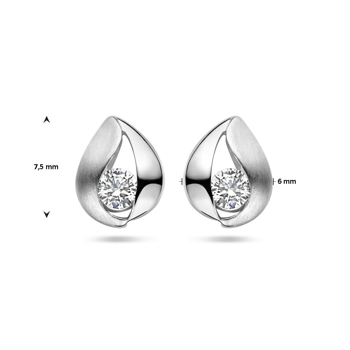925 Rhodiniertes Silberohrstecker mit Zirkonia