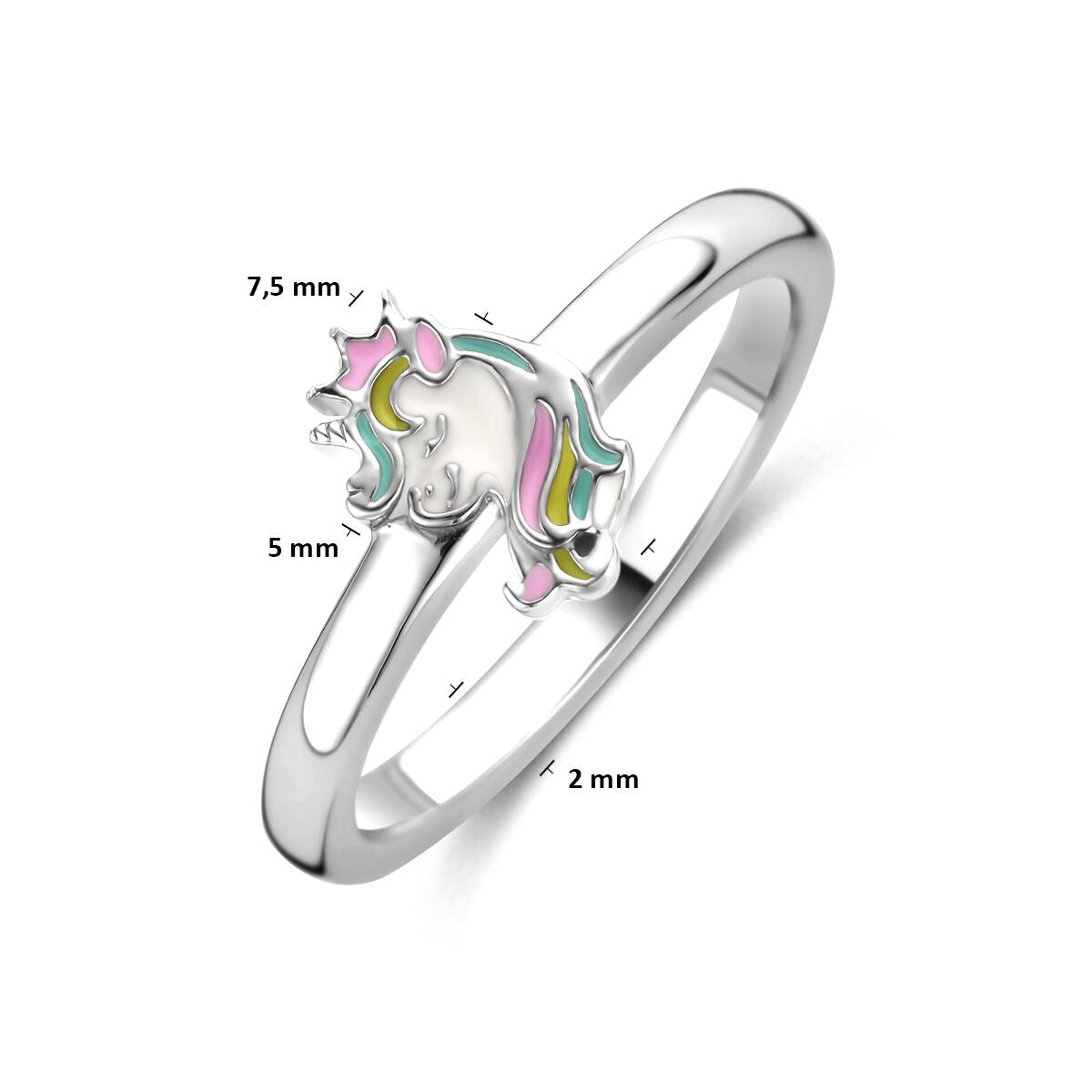 Silberner Kinderring mit Einhorn – rhodiniertes 925er Silber