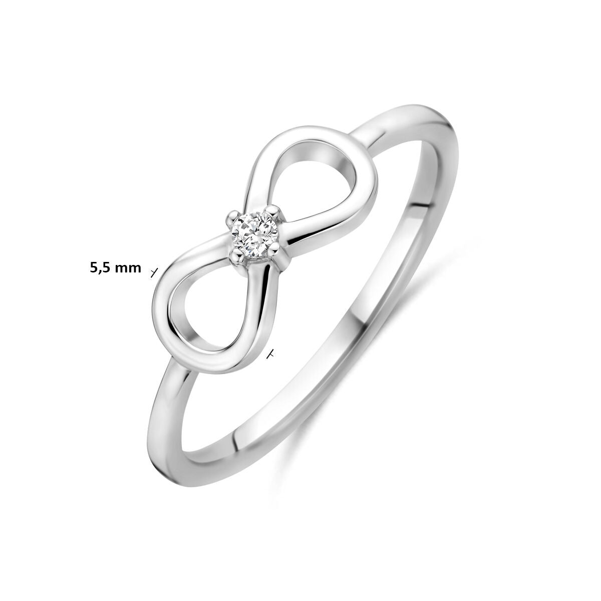 Rhodinierter 925er Silberring mit Infinity und Zirkonia