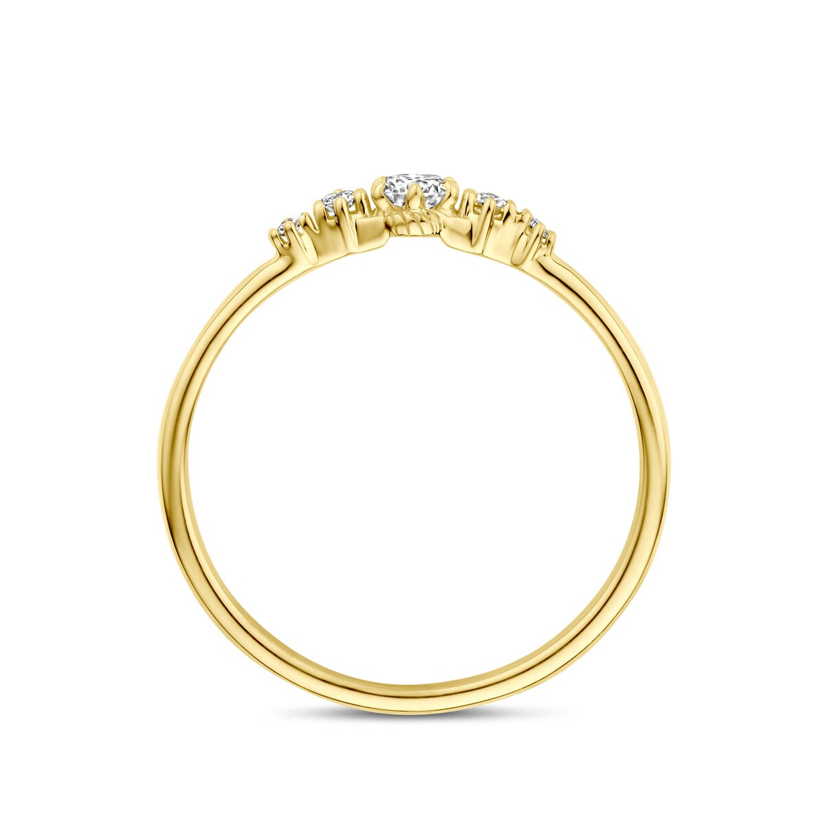 14 K Gelbgoldring mit im Labor gezüchtetem Diamanten