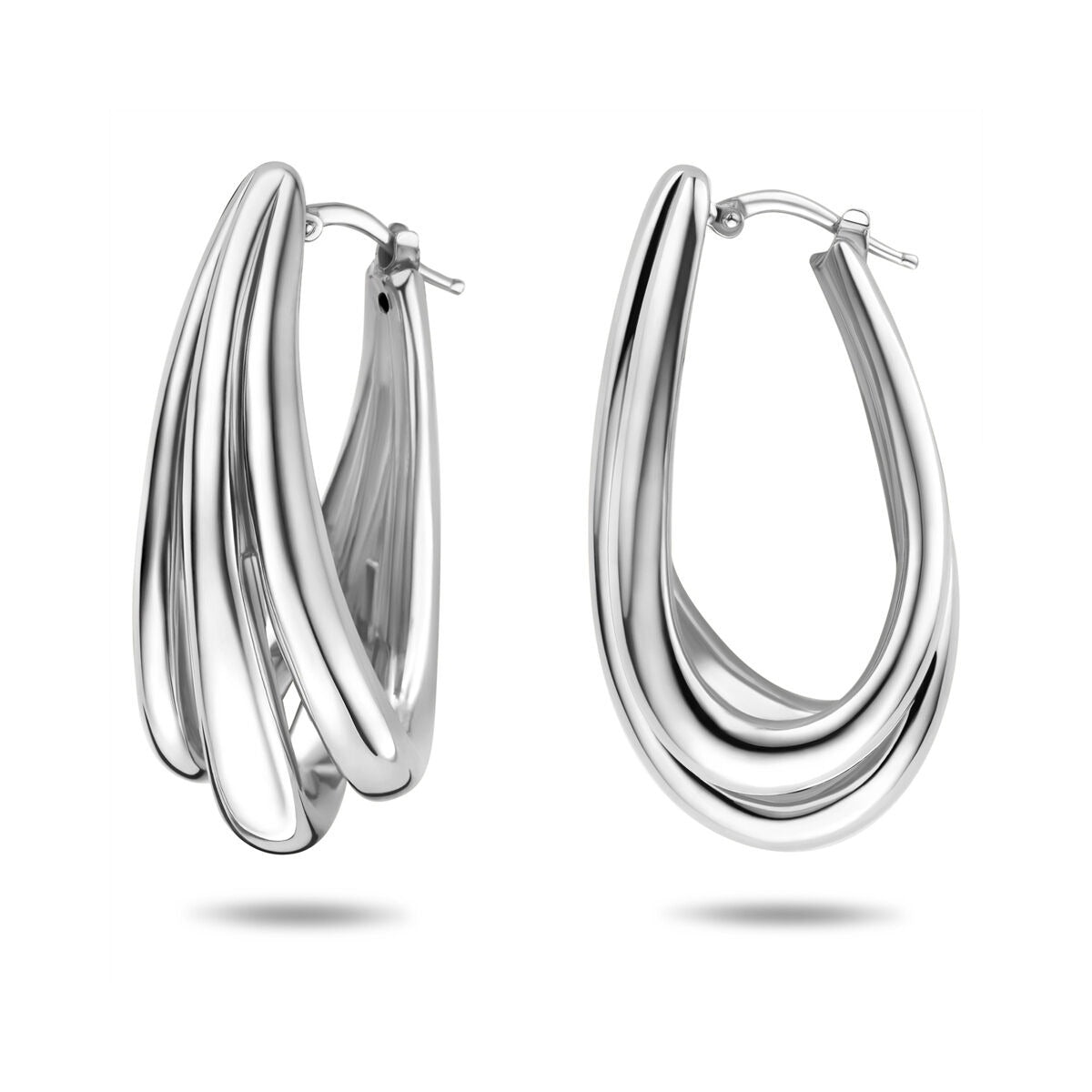 Rhodinierte 925er Silber Ohrringe 42 x 16,5 mm Damen