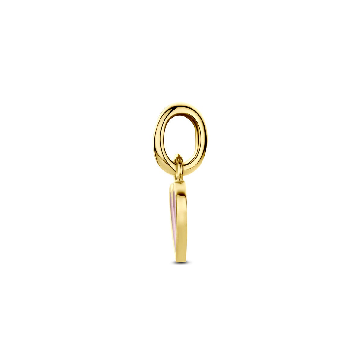 14k Geelgouden hanger hartje met roze emaille