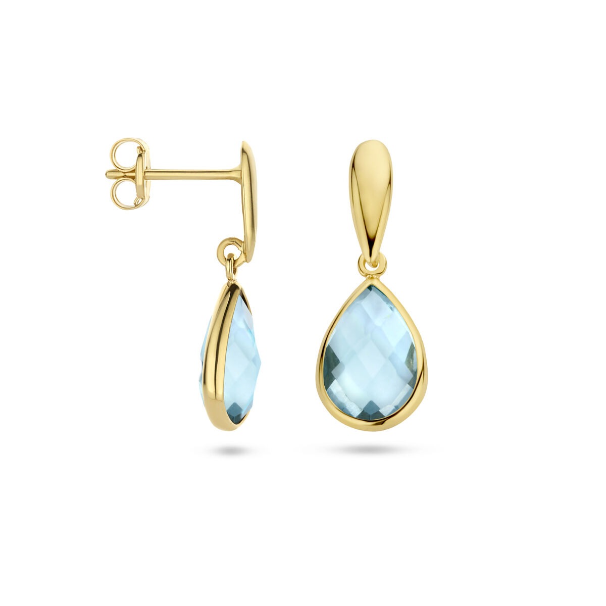 Ohrhänger aus 9 Karat Gelbgold mit blauem Topas