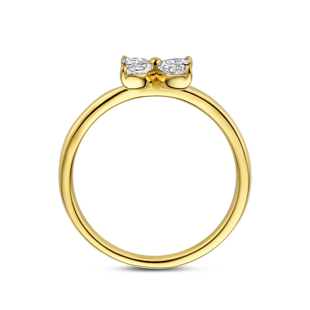 14K Gelbgoldring mit Lab Grown Diamantblume