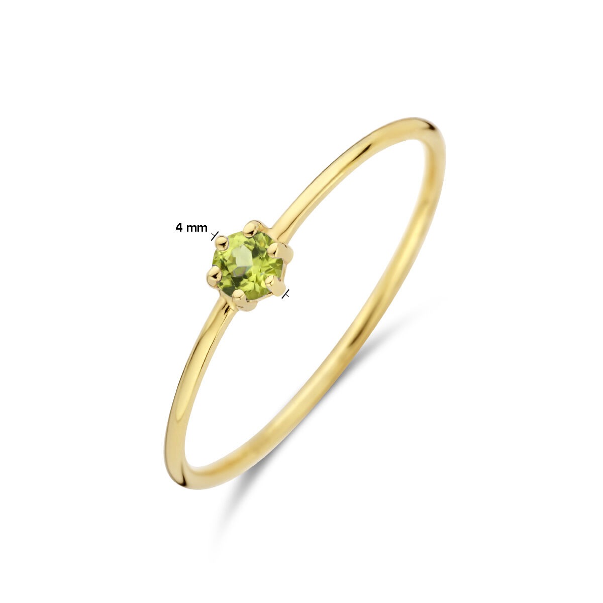 14 Karat Gelbgoldring mit Peridot – Brillant-Schliff