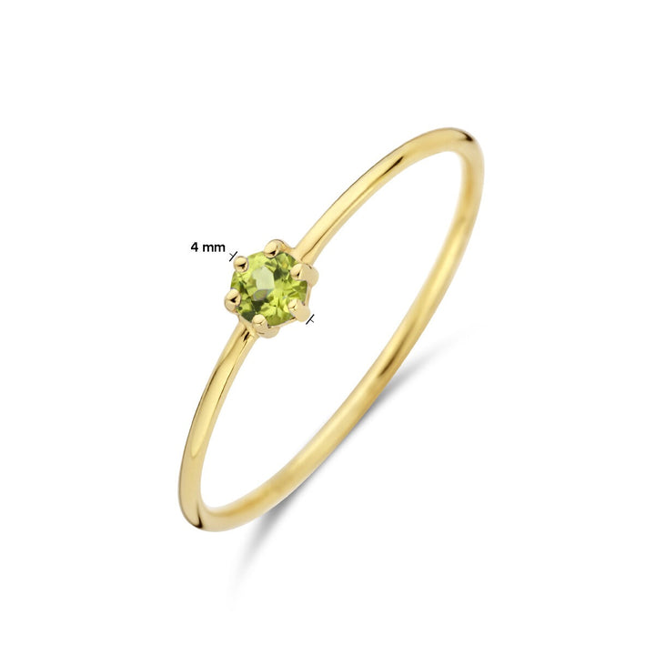 Ring mit Geburtsstein Peridot, 14. August, Gelbgold