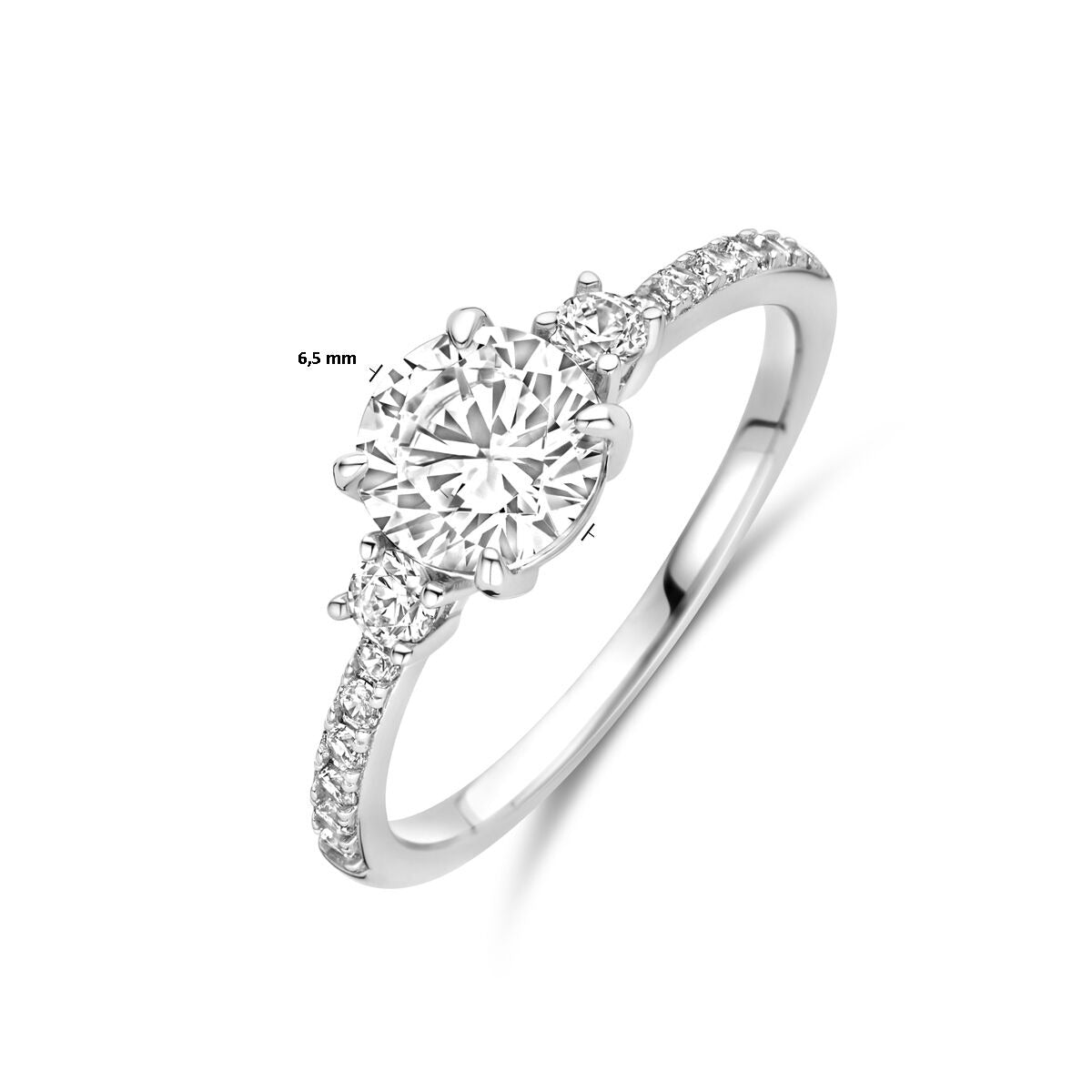 Silberring mit Brillantzirkonia – rhodiniertes 925er Silber, 6,5 mm breit