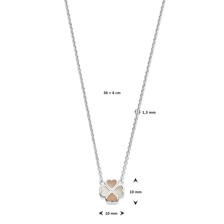 Halskette Kleeblatt Perlmutt 36 + 4 cm Silber rhodiniert