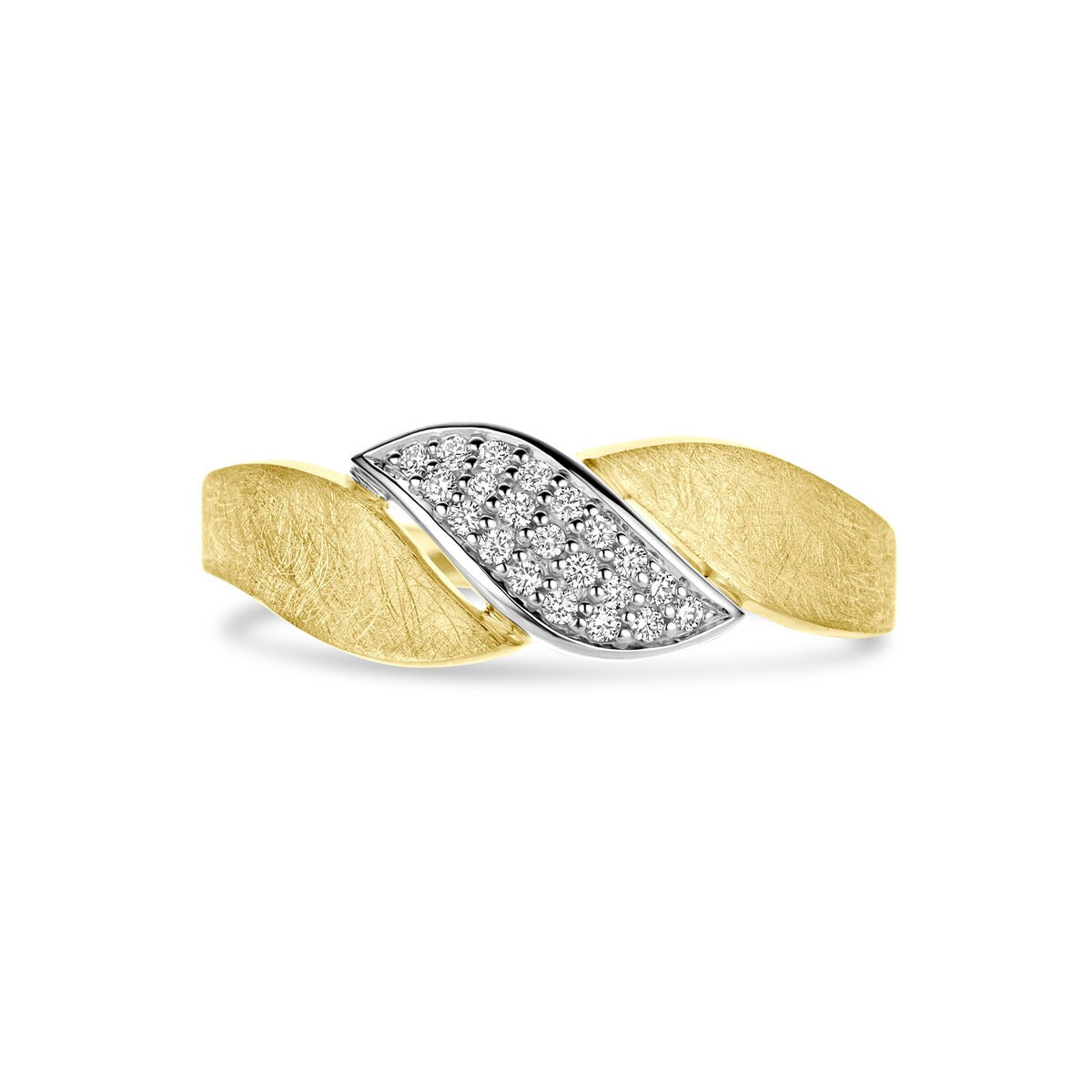 Ring Poli/Matt Diamant 0.08ct H SI 14K Bicolor Gold Gelb/Weiß