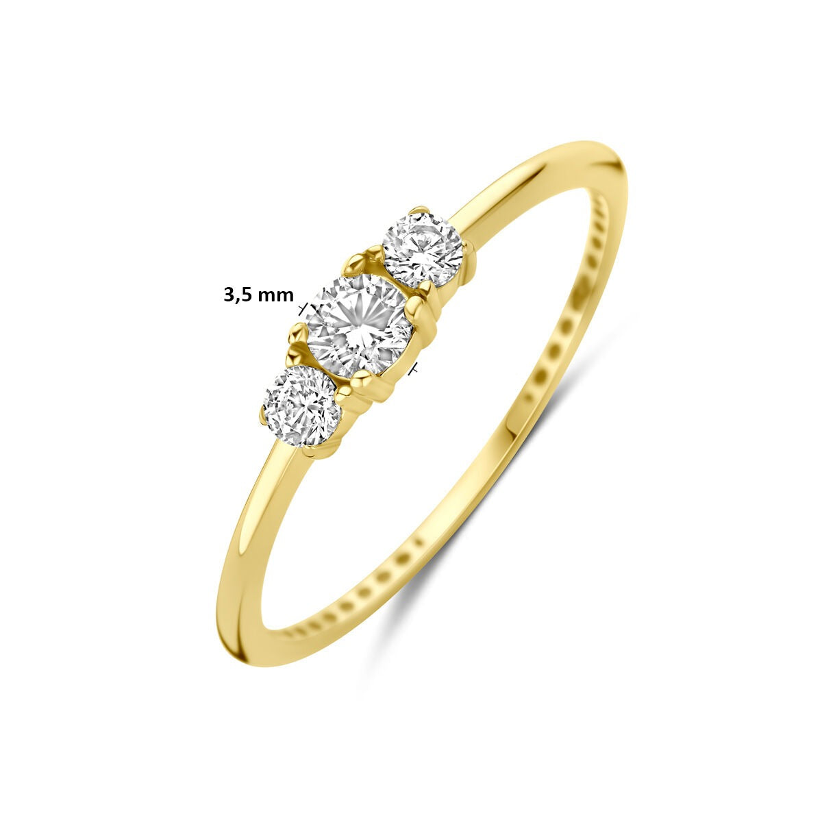 9 Karat Gelbgold Damenring mit Zirkonia – 3,5 mm breit