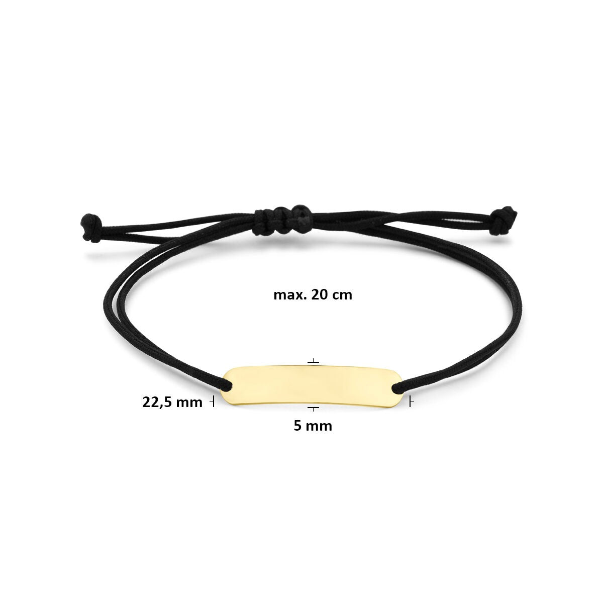 14 Karat Gelbgold Gravurarmband mit schwarzem Polyester