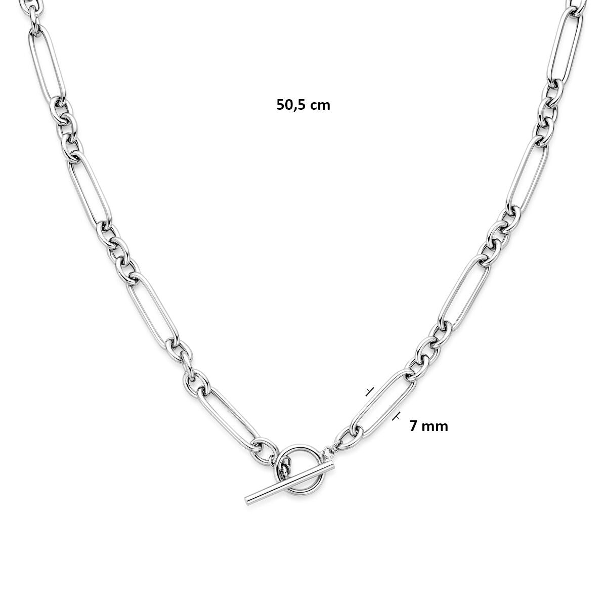 Rhodiniertes 925er Silbercollier mit Ankerkette und Knebelverschluss