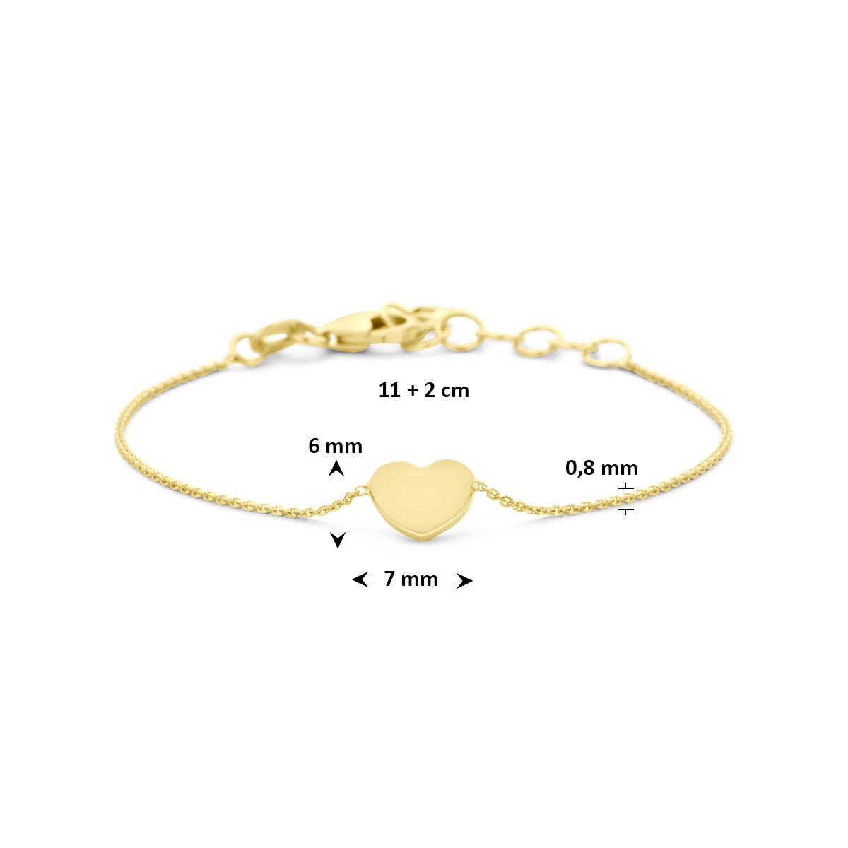 9k Geelgouden kinderarmband met hartje