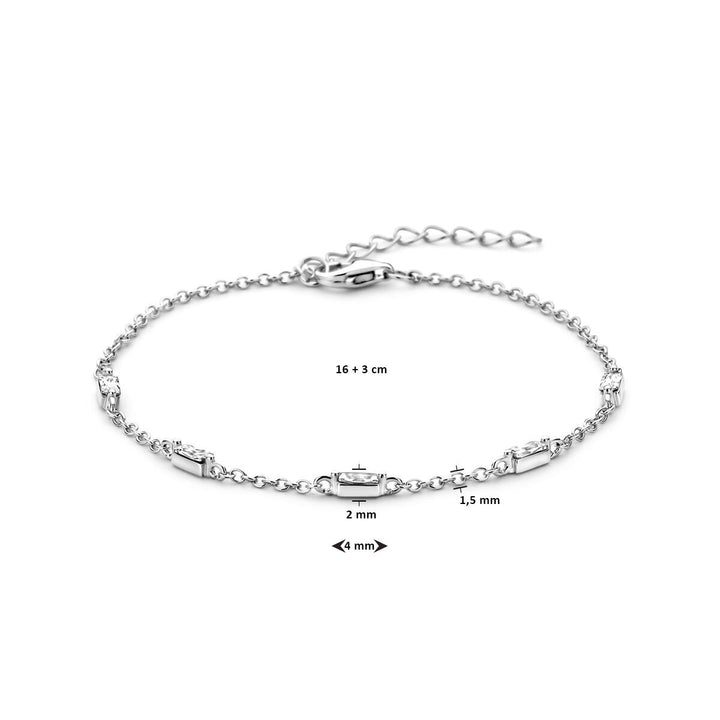 Armband Zirkonia 16 + 3 cm Silber rhodiniert