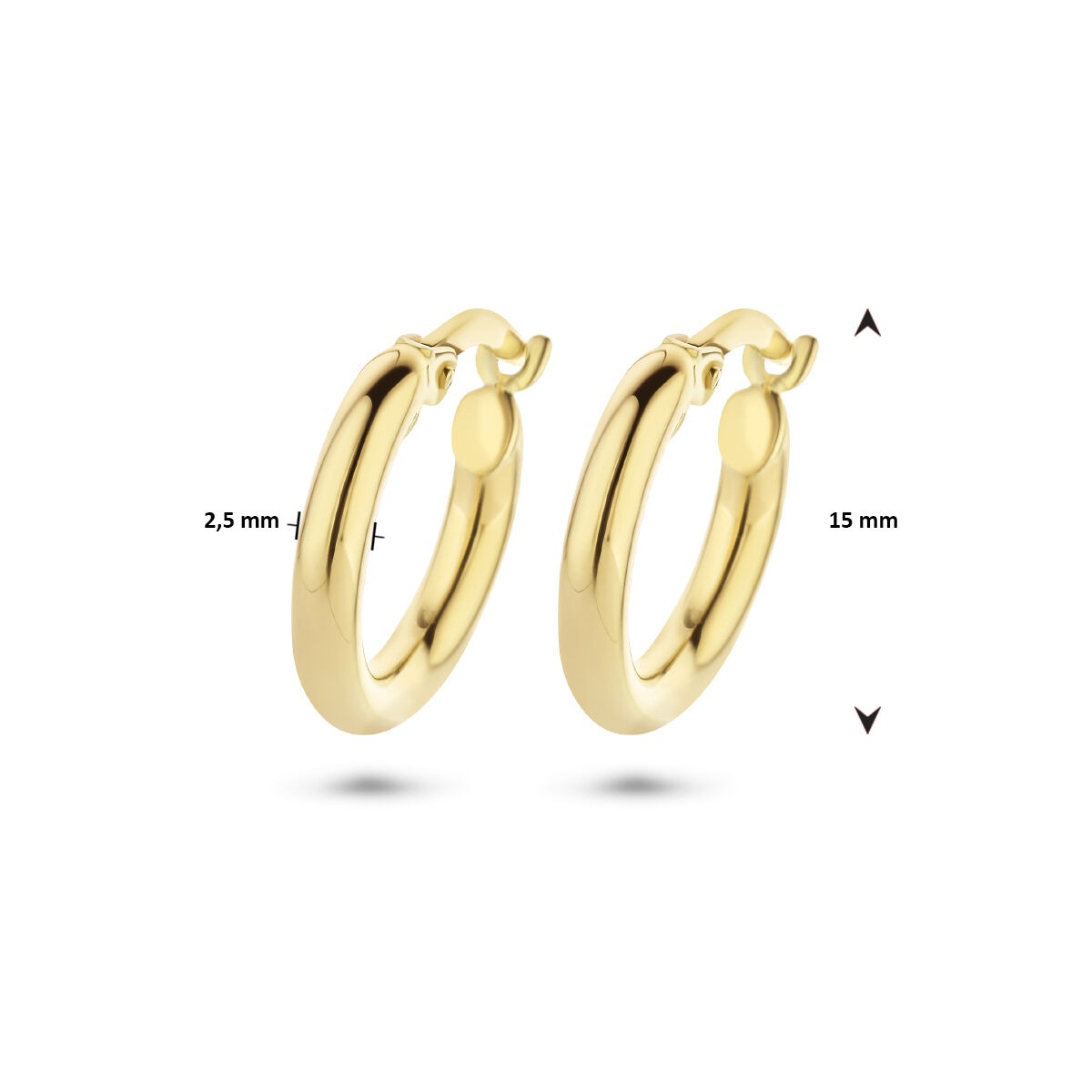 9 Karat Gelbgold-Ohrringe – Rundrohr mit Hebelverschluss