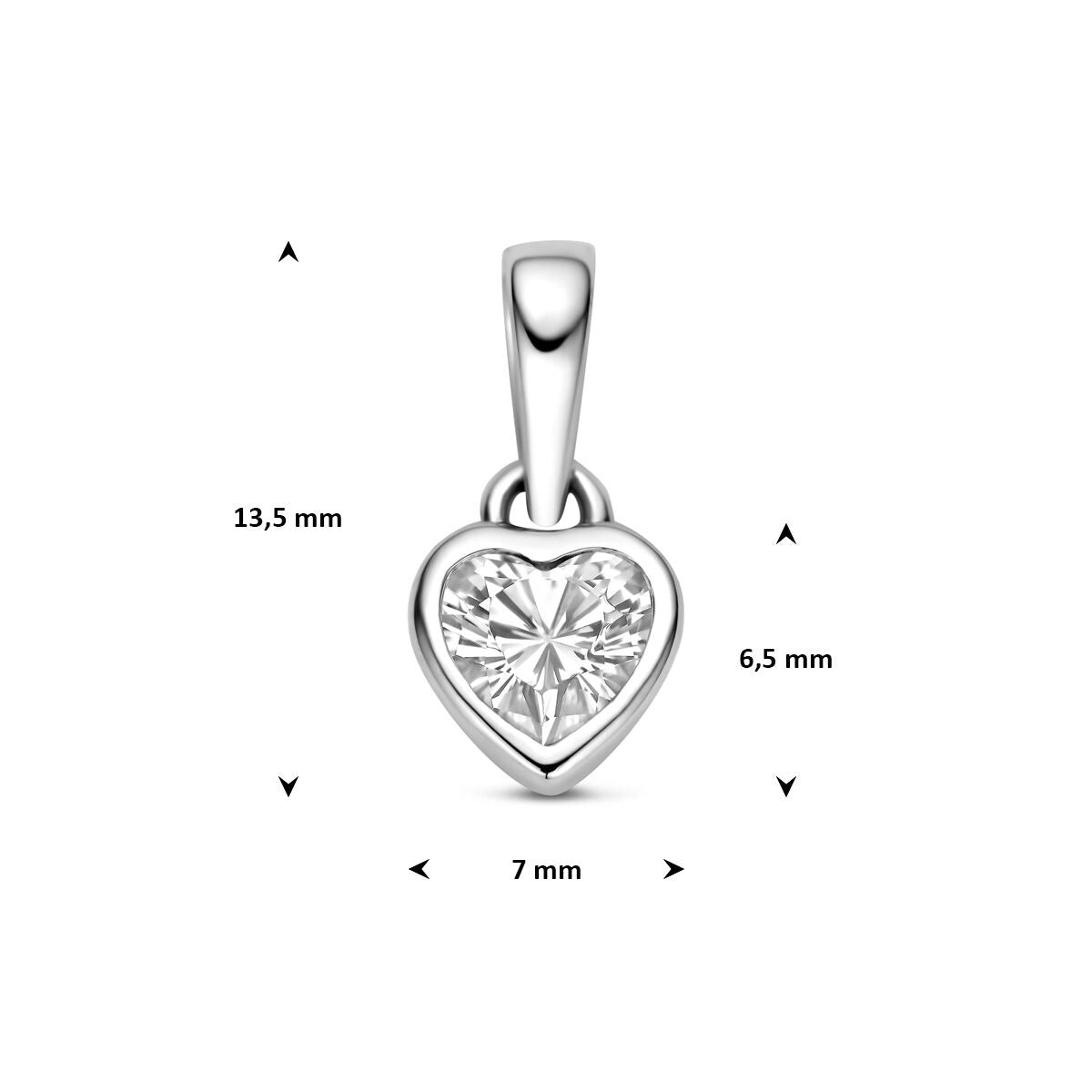 Rhodinierter Silberherz-Anhänger mit Zirkonia