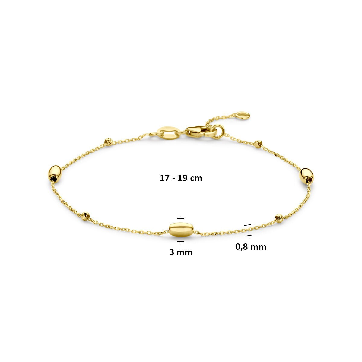 14k Gelbgoldarmband mit Kügelchen und Stäbchen