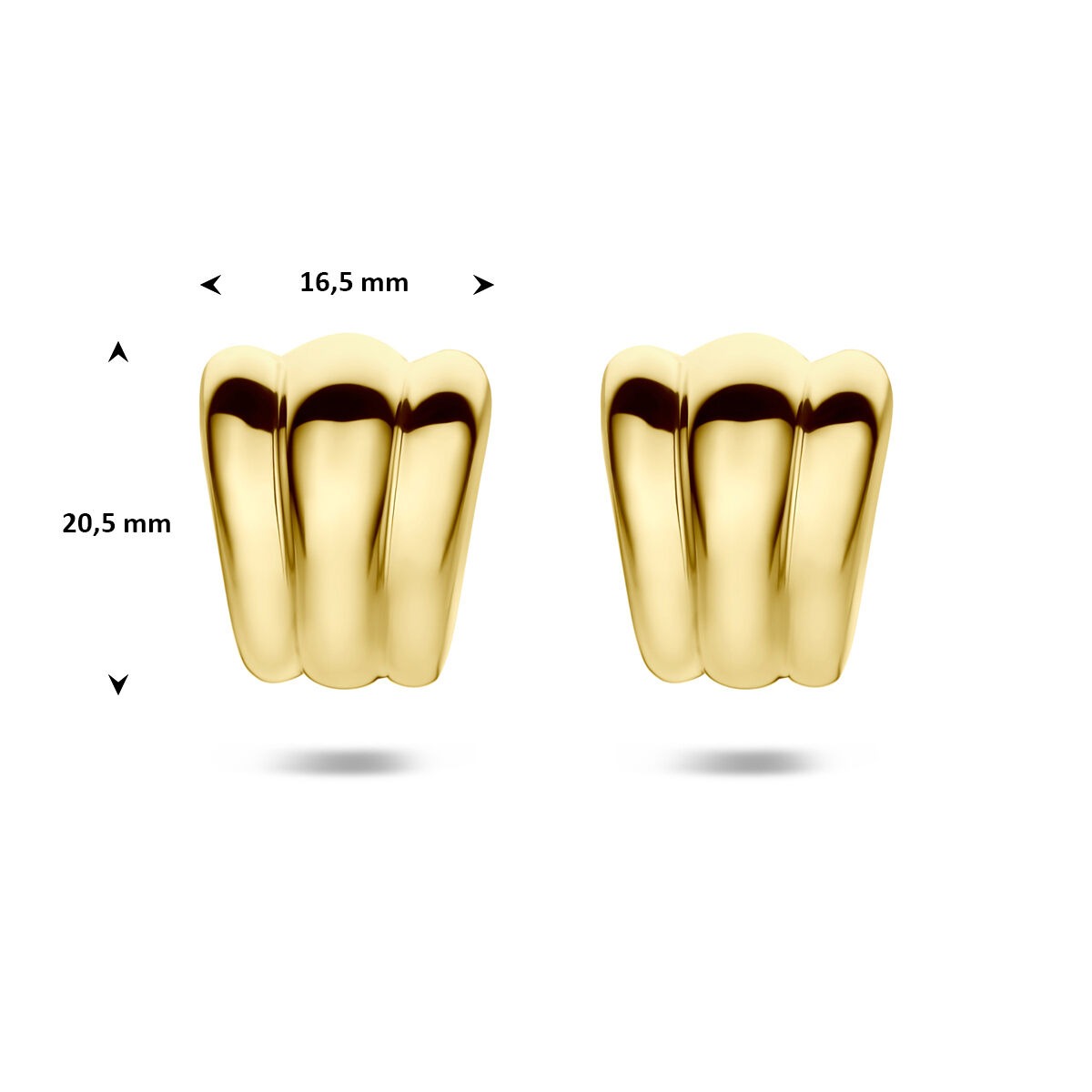 Vergoldete 925er Silberne Steckerohrringe 20,5 x 16,5 mm Damen
