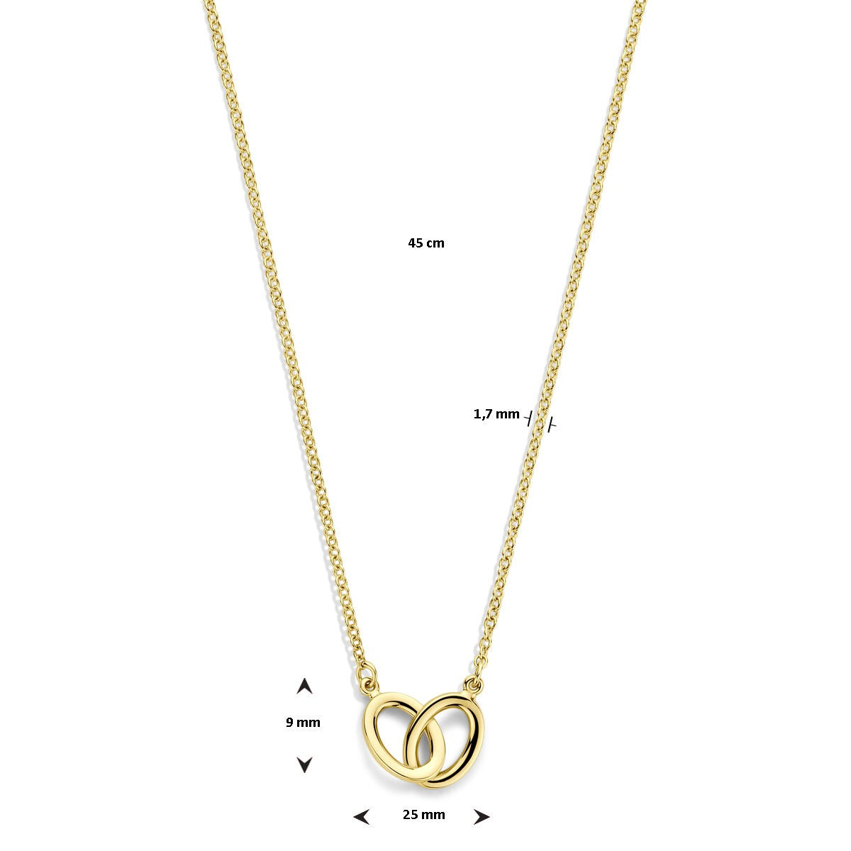 14k Gelbgold Damen Collier mit ovalen Gliedern