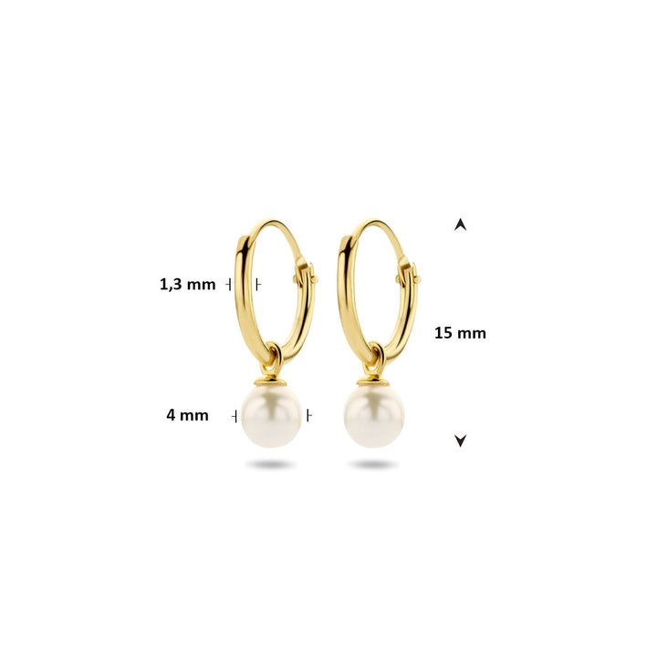 Ohrringe mit Anhänger Süßwasserperle 14K Gelbgold