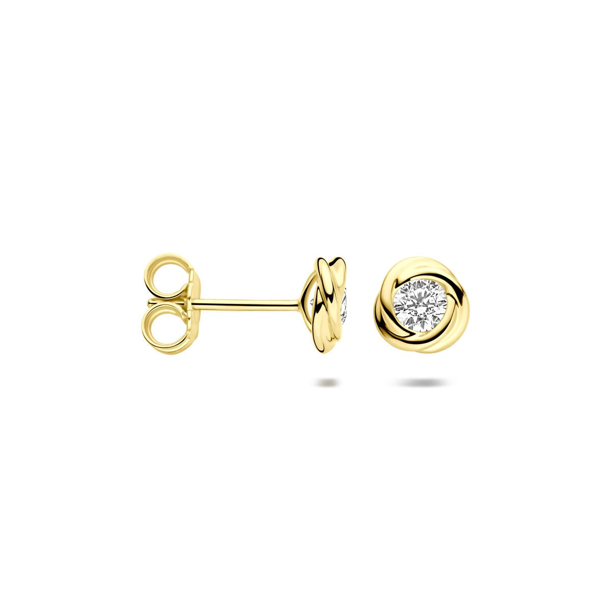 Goldohrstecker 14k mit Zirkonia – Solitärfassung