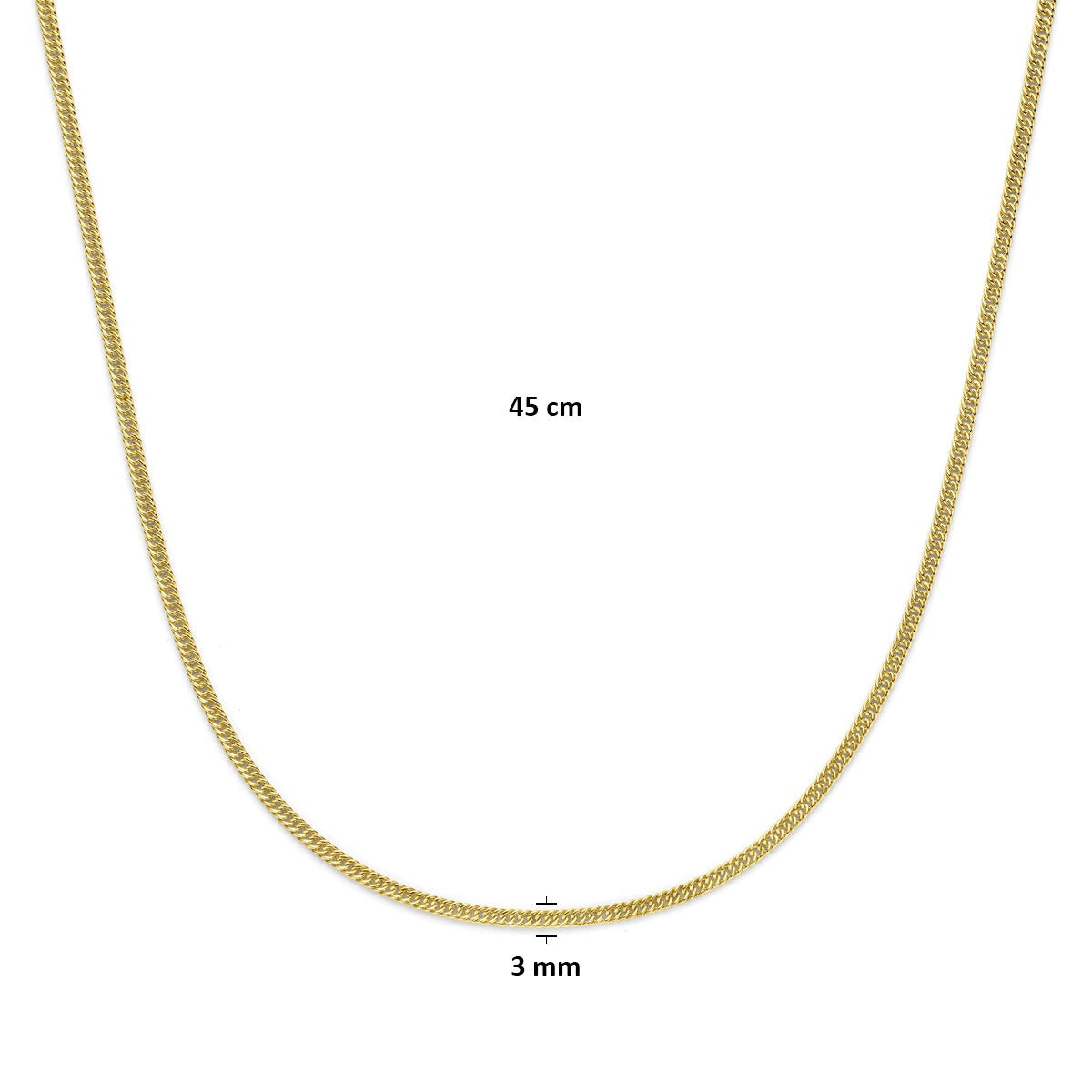 14 Karat Gelbgold-Gourmettekette mit Silberkern – 45 cm