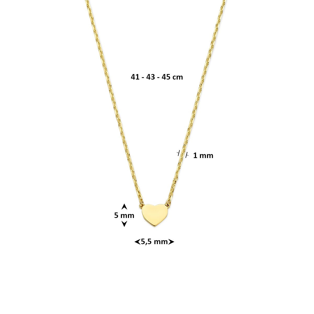 14k Gelbgoldkette mit Herzchen