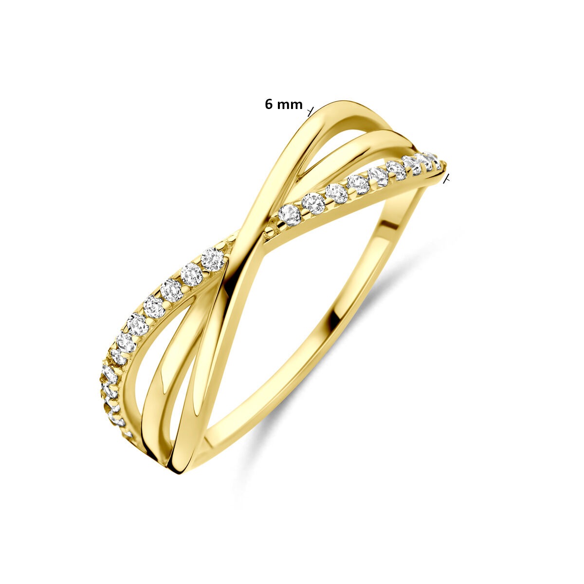 Goldener Damenring mit Zirkonia – 14 Karat Gelbgold