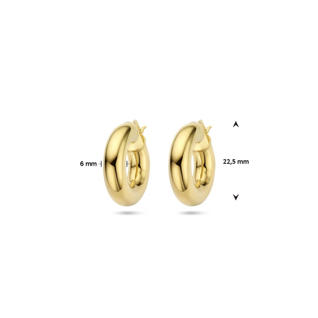 Verguld zilveren oorringen met ronde buis 6mm