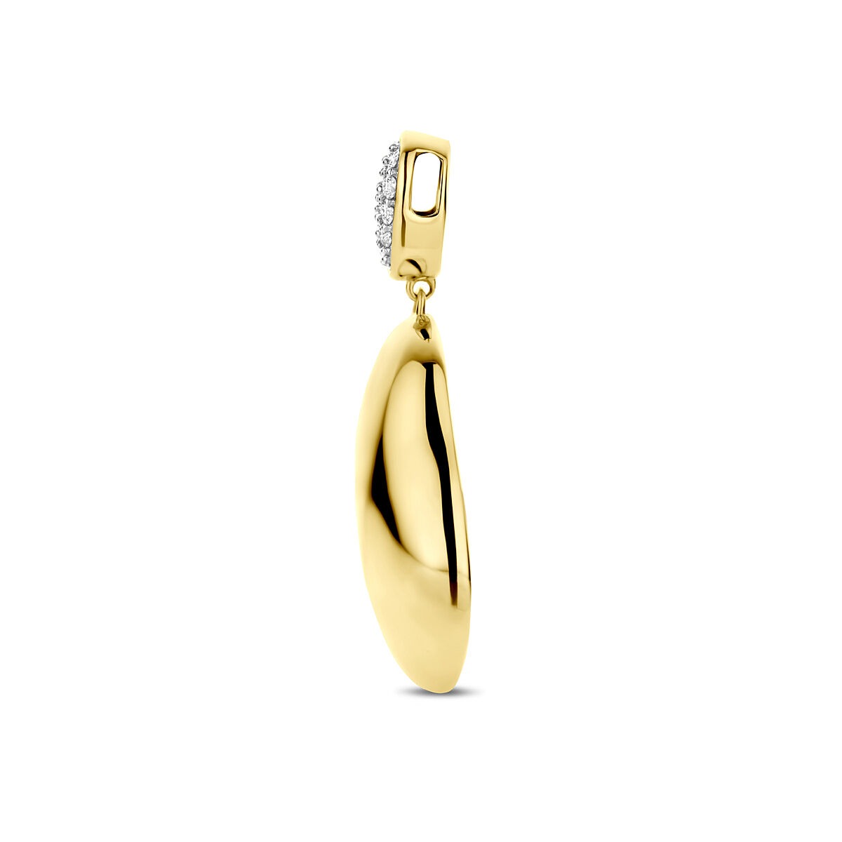 Goldanhänger mit Diamant – 14k Gelbgold, pavé gefasst 0.20ct h si 34 mm