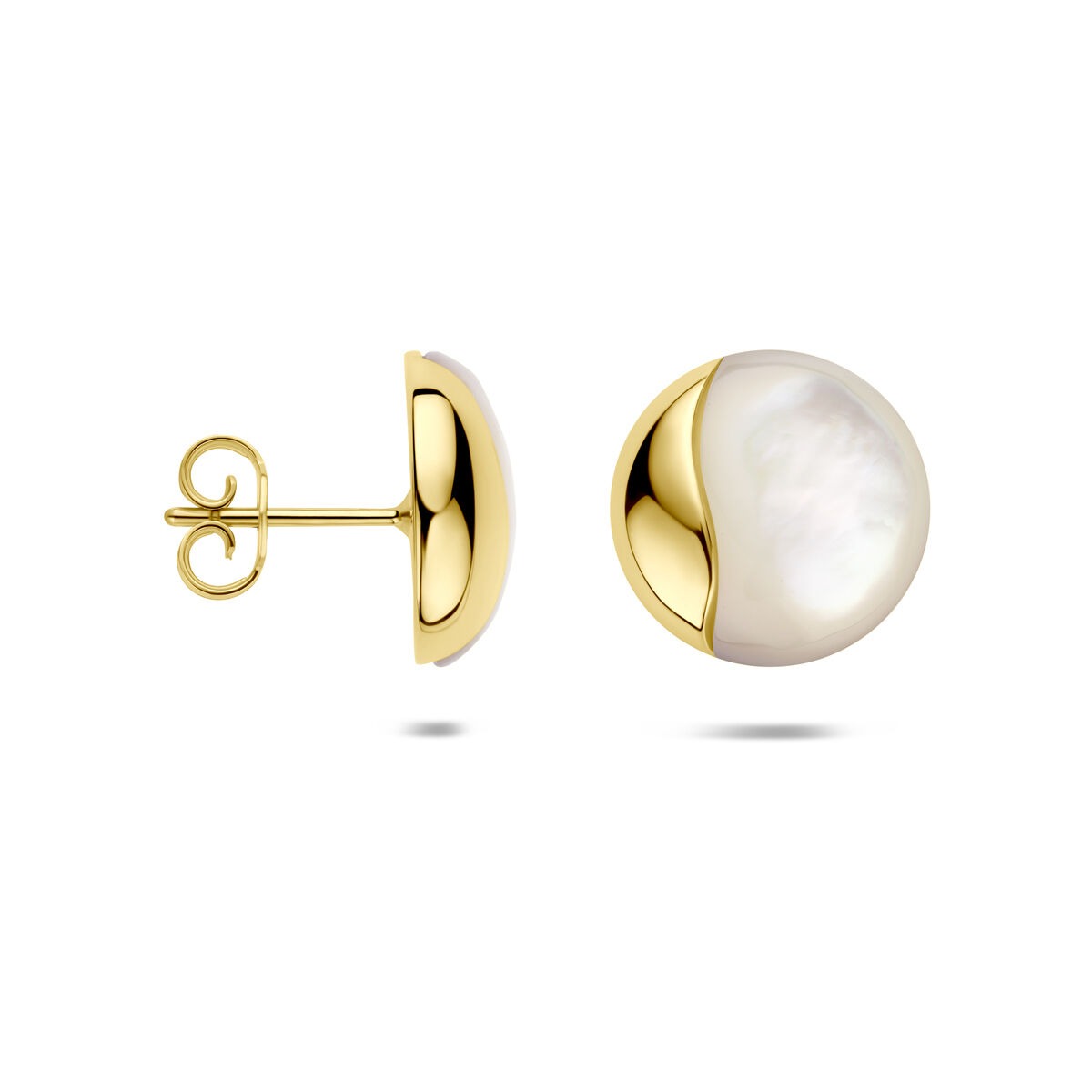 14k Gelbgold Ohrstecker mit Perlmutt 14 mm