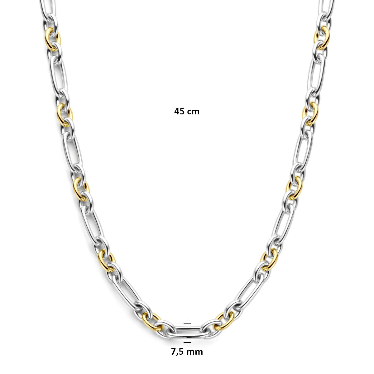 14 Karat Gelbgold- und Silber-Ankerkette