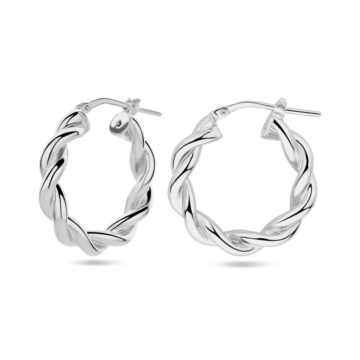 Rhodinierte gedrehte Silberohrringe 23 mm
