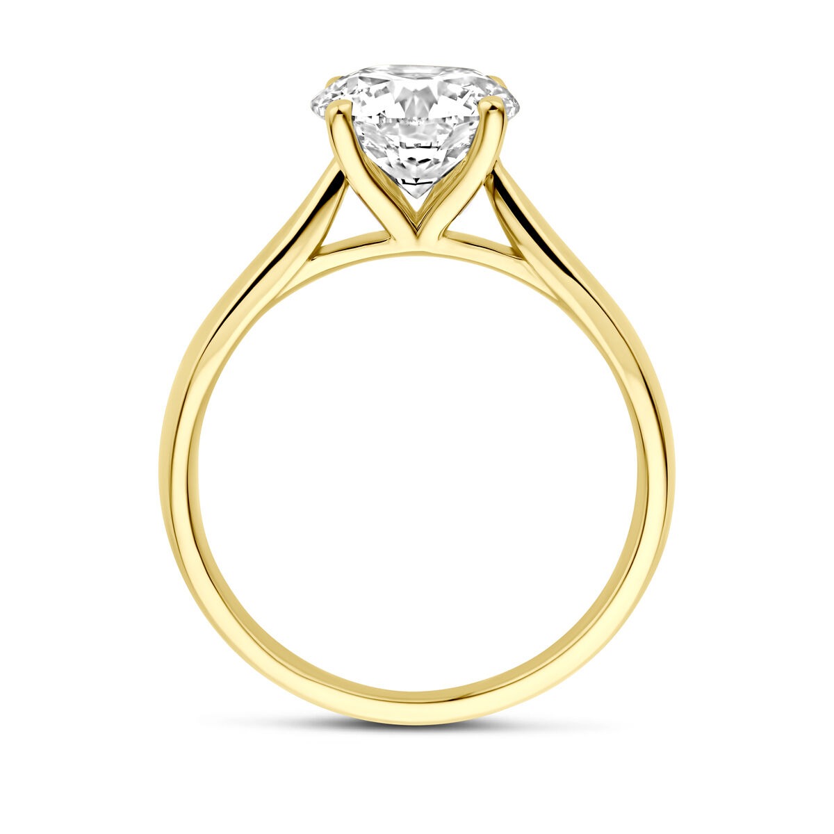 14 Karat Gelbgoldring mit 2,00 Karat im Labor gezüchtetem Diamanten