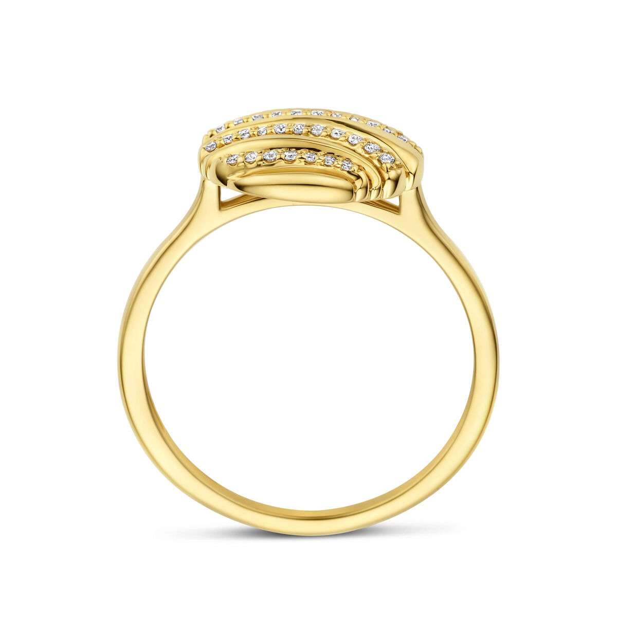 14K Gelbgoldring mit Diamant 0,09 ct rundes Design