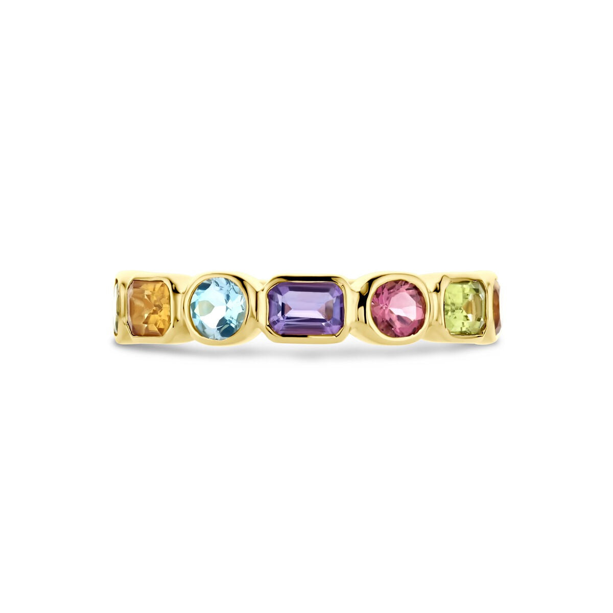 Goldener Damenring – 14k mit Amethyst, Topas, Citrin und Peridot