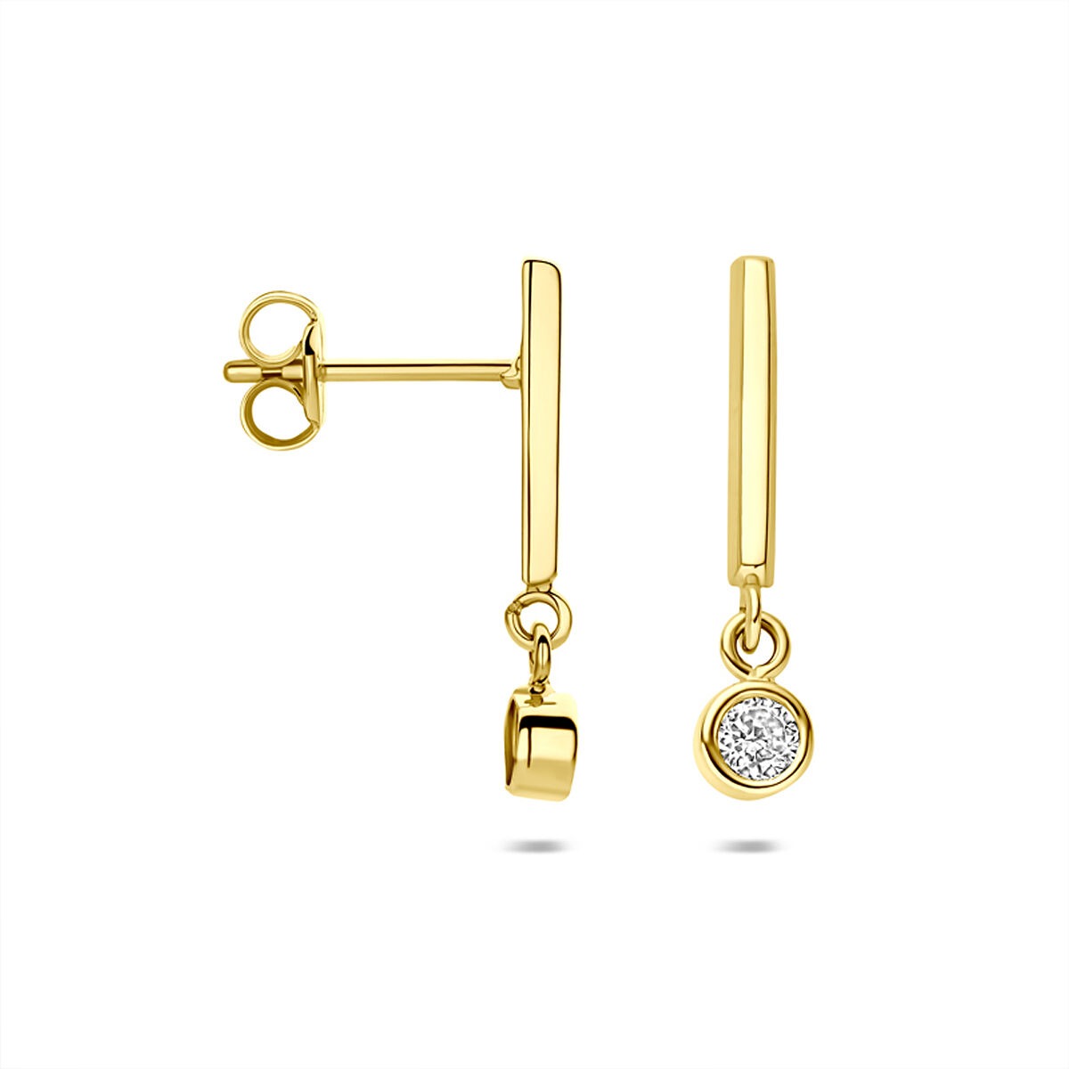 Ohrhänger aus 14 Karat Gelbgold mit Zirkonia im Brillantschliff