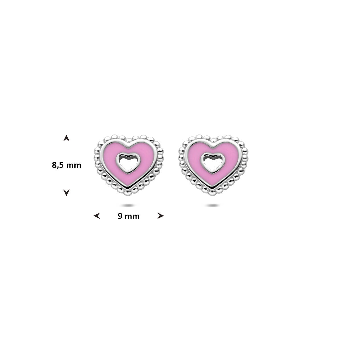 Silberne Ohrstecker Herzchen – rhodiniertes Kinder-Schmuckstück 8,5 mm