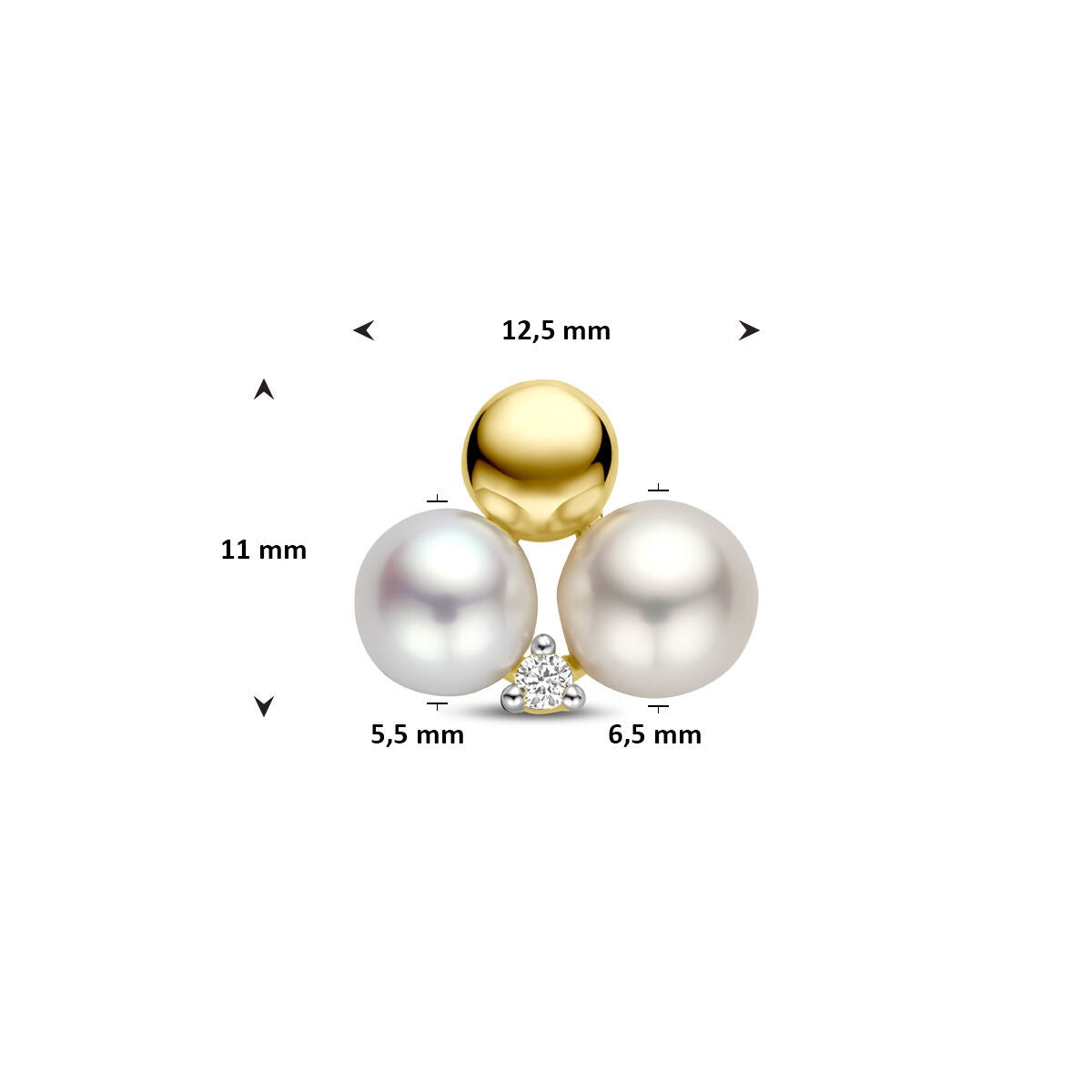 Goldanhänger mit Perle und Diamant 14 Karat 0.02 Karat H SI 11 mm