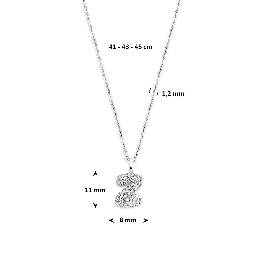 Halskette Buchstabe Zirkonia 41 - 43 - 45 cm Silber rhodiniert