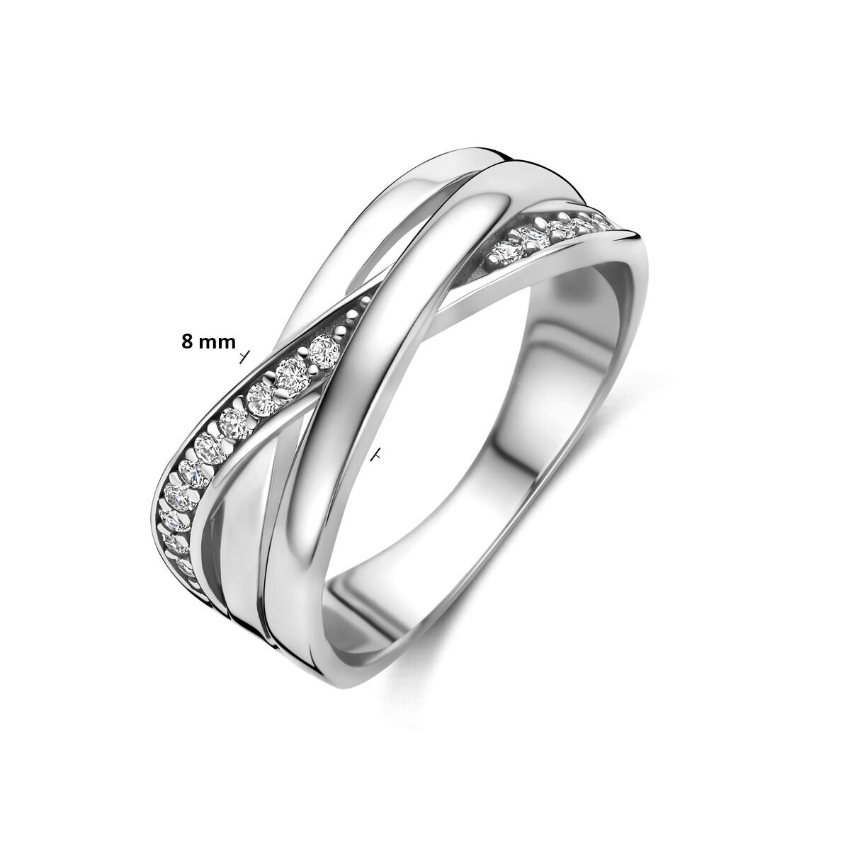 Rhodinierter 925er Silberring mit Zirkonia