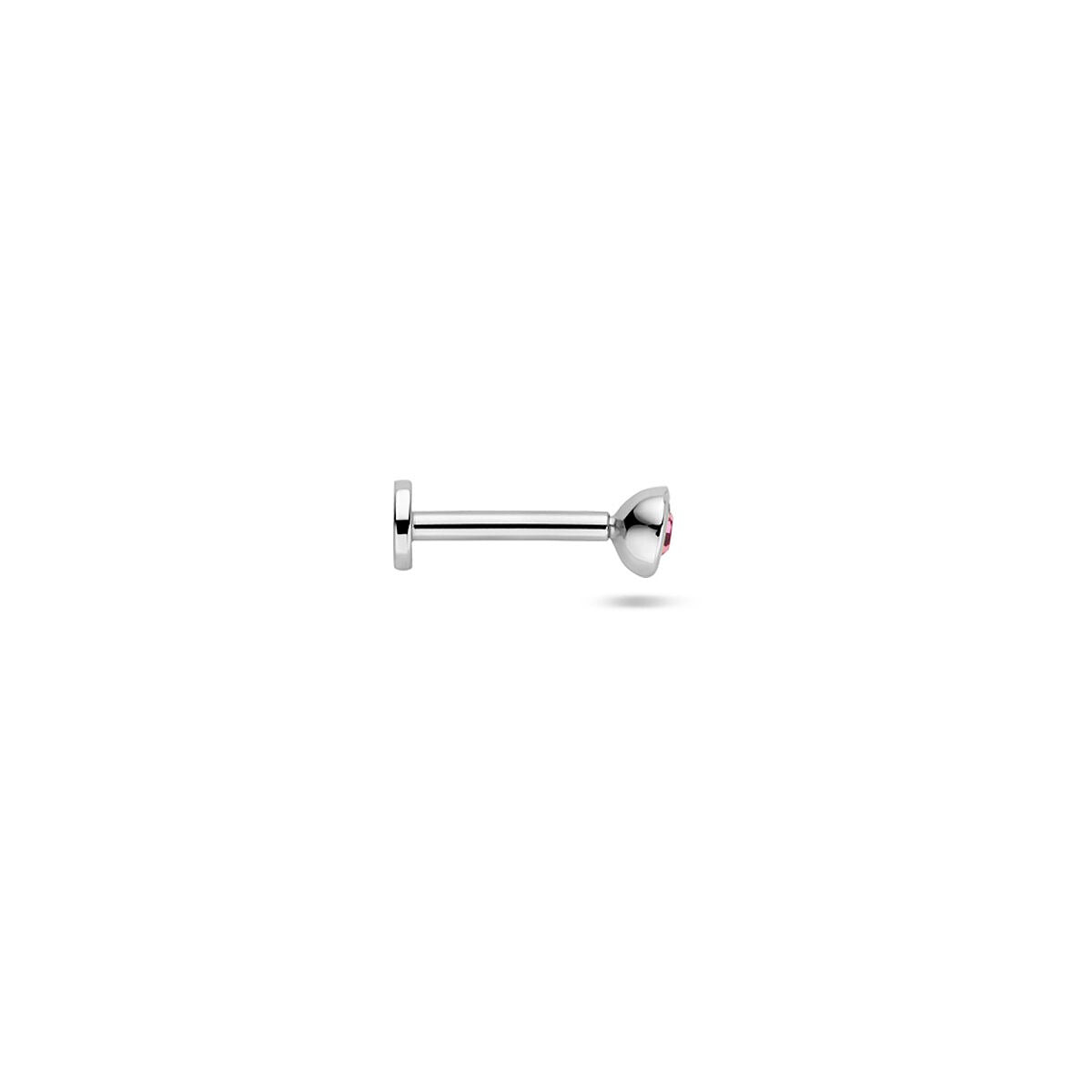 Rhodinierter Flatback-Piercing aus Silber mit rosa Strassstein