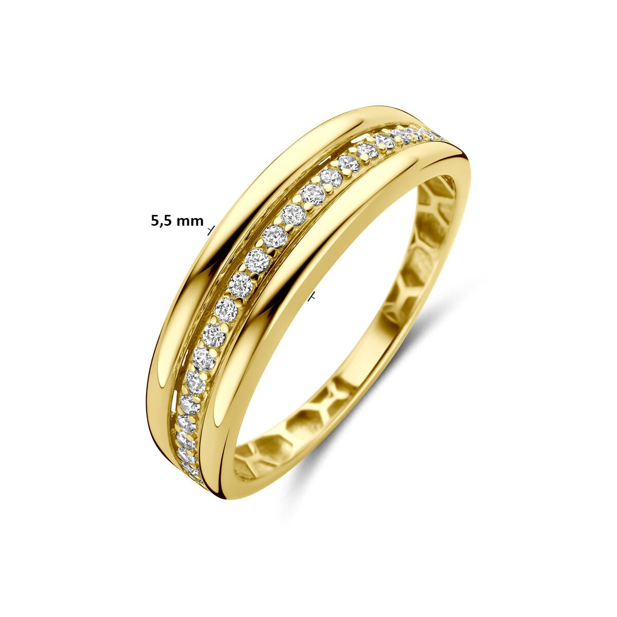 Goldener Damenring mit Zirkonia – 14k Gelbgold